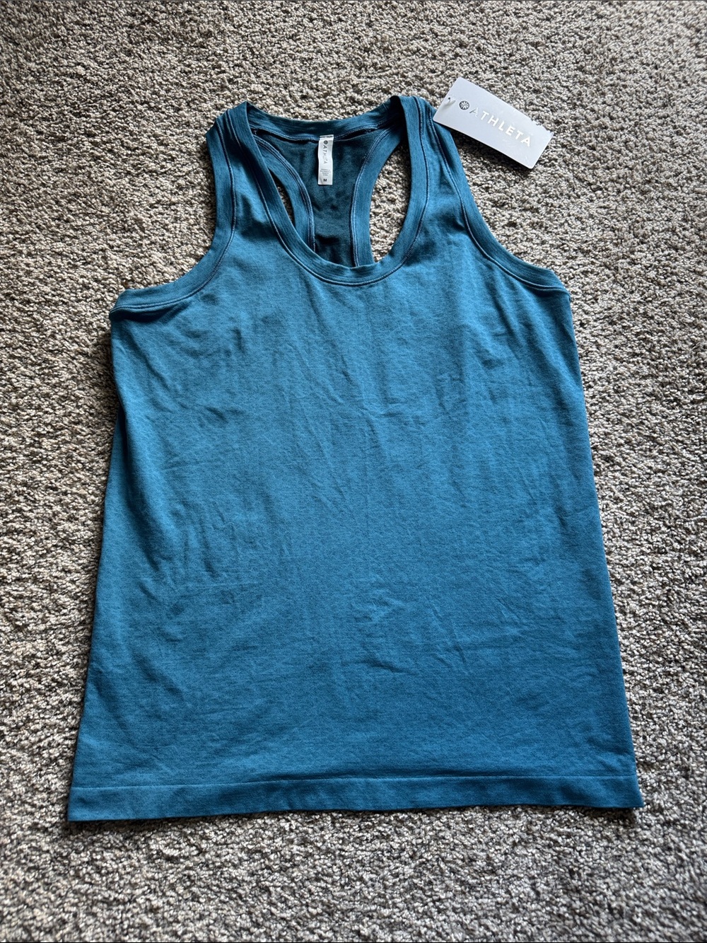 Athleta Deep Teal Racerback Tank MOMENTUM PRINTED TANK